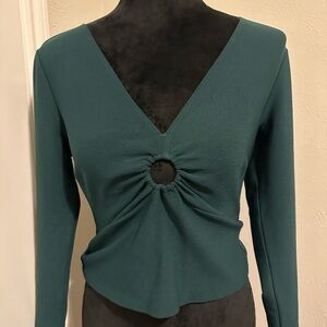 Elegant Teal Long Sleeve Top